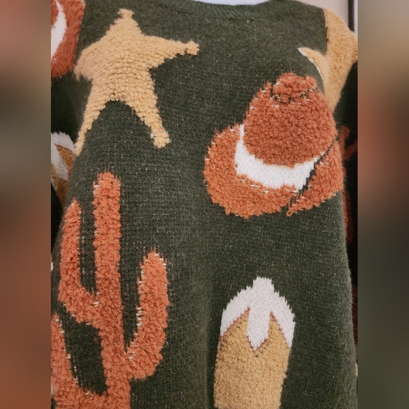 Dreamers By Debut Western-Inspired Green Sweater Juniors S NWT - Picture 3 of 7